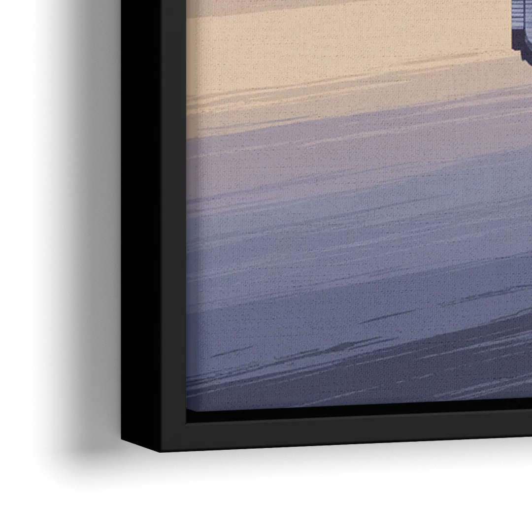 Detroit Skyline Reflections - Close-Up Black Frame Canvas