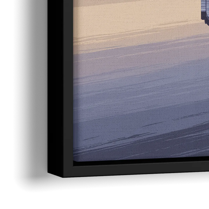 Detroit Skyline Reflections - Close-Up Black Frame Canvas