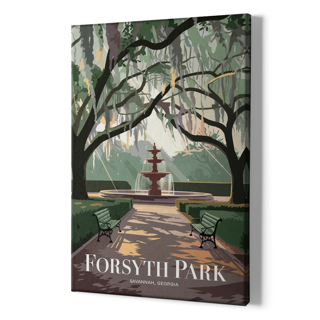 Savannah Forsyth Park Pathway - Canvas Print Art Sides