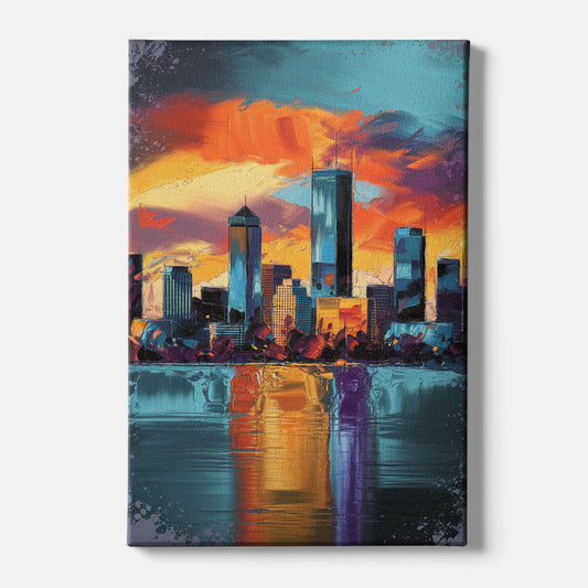 Oklahoma City Skyline Reflection - Canvas Wall Art