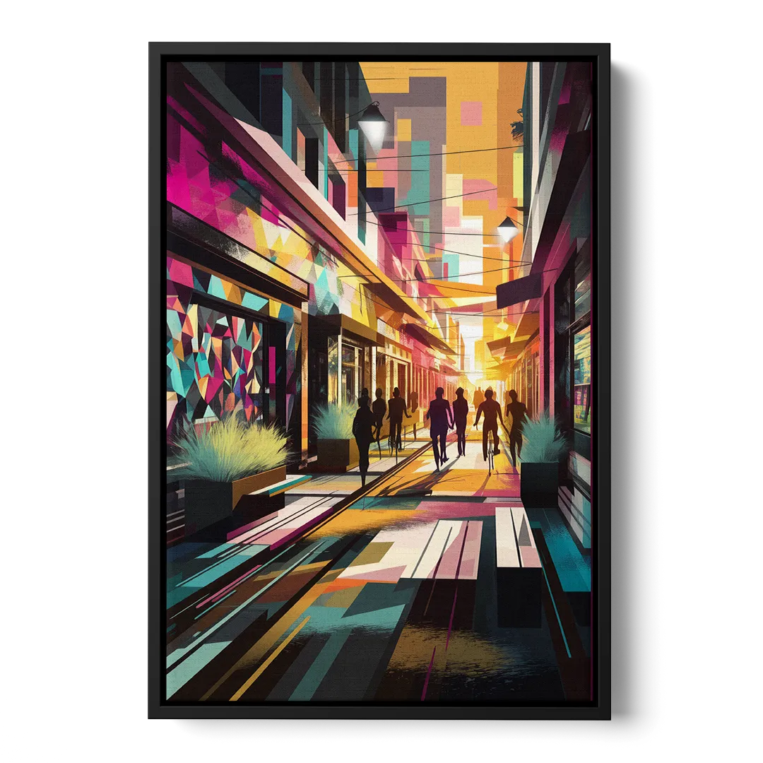 Garland Vibrant Streets - Black Frame Canvas