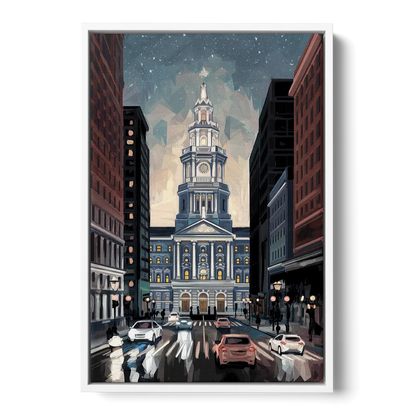 Philadelphia City Hall - White Frame Canvas
