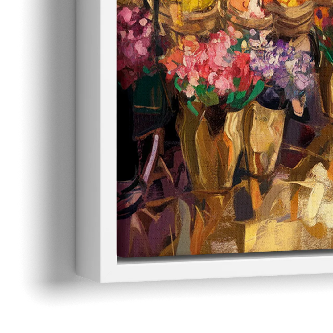 New Orleans French Market Charm - Close-Up White Frame Canvas