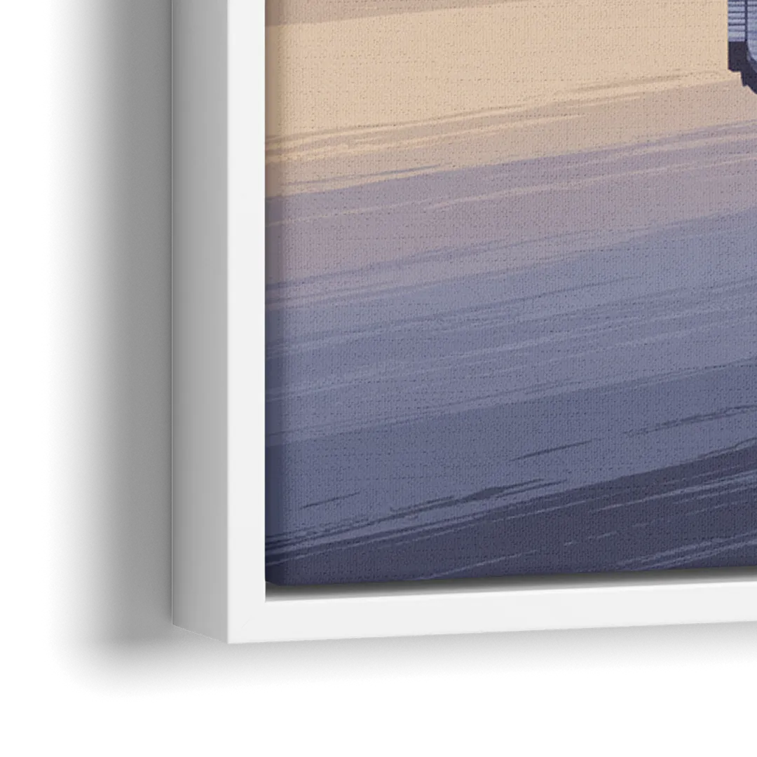 Detroit Skyline Reflections - Close-Up White Frame Canvas