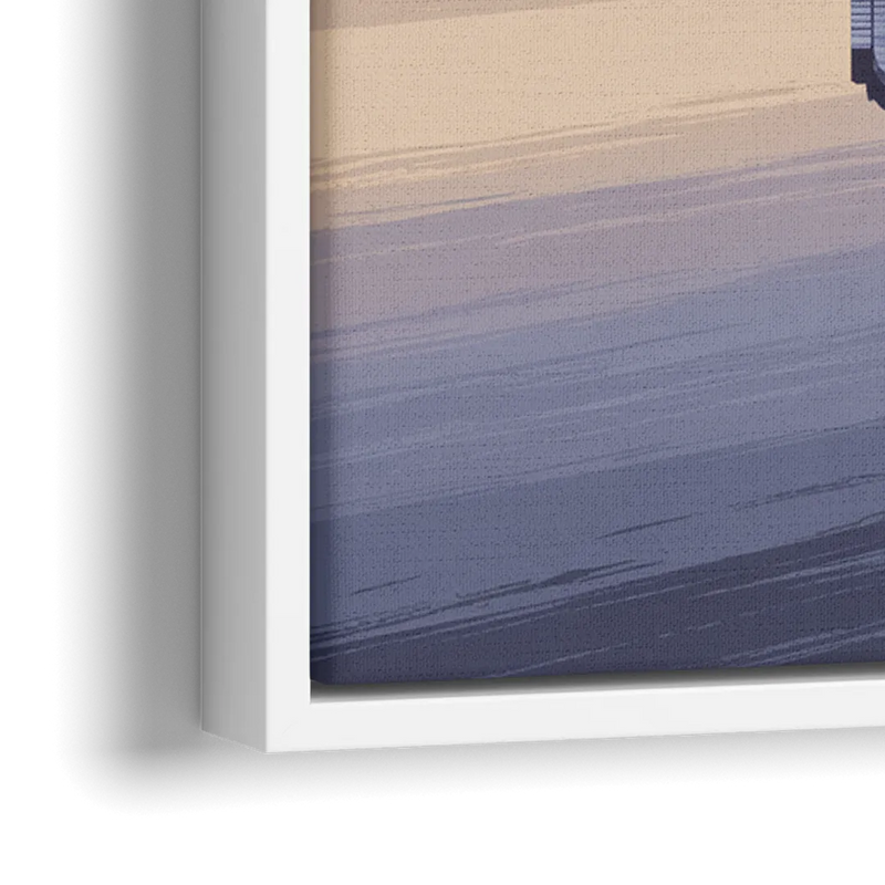 Detroit Skyline Reflections - Close-Up White Frame Canvas