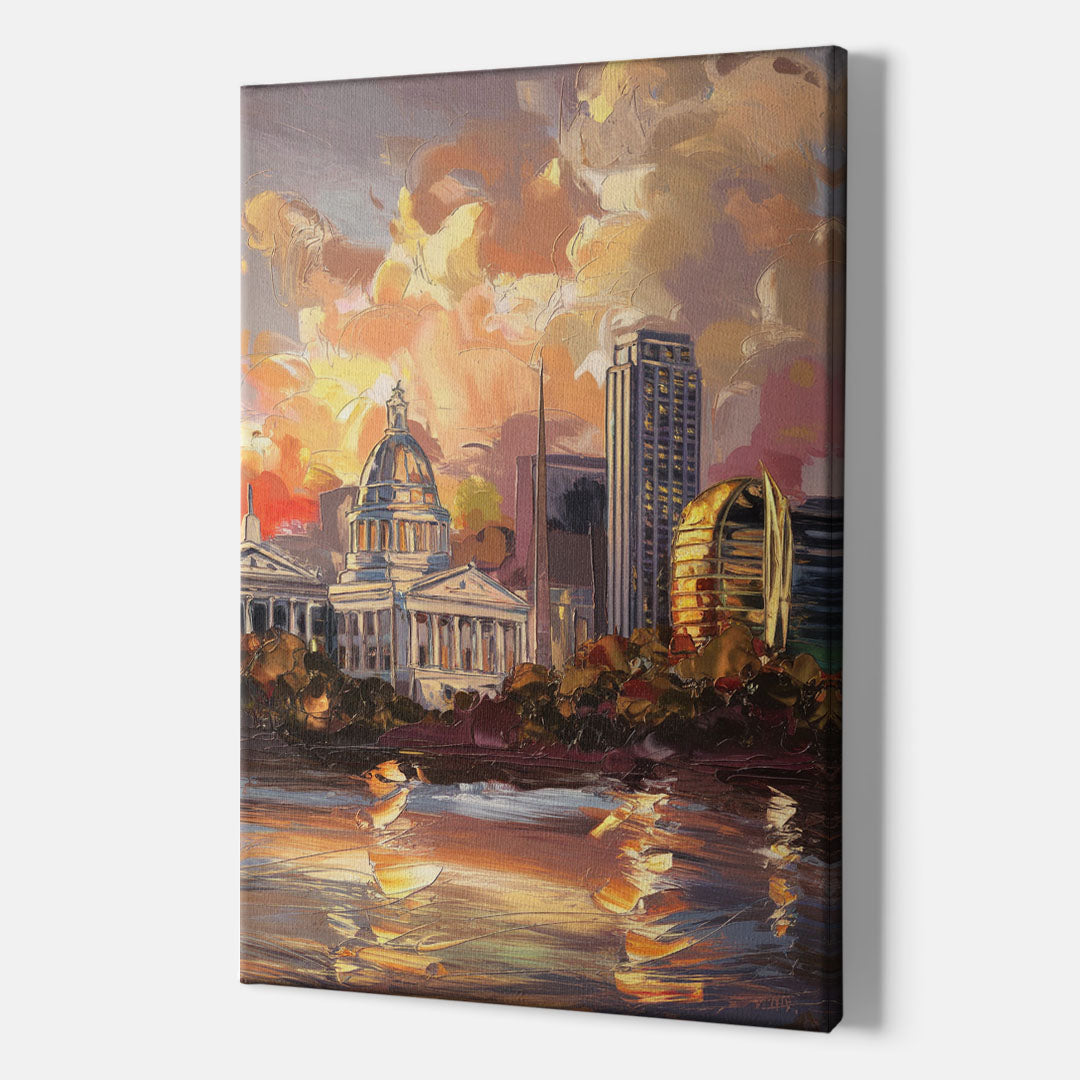 Little Rock Skyline at Sunset - Canvas Wall Art Indoor