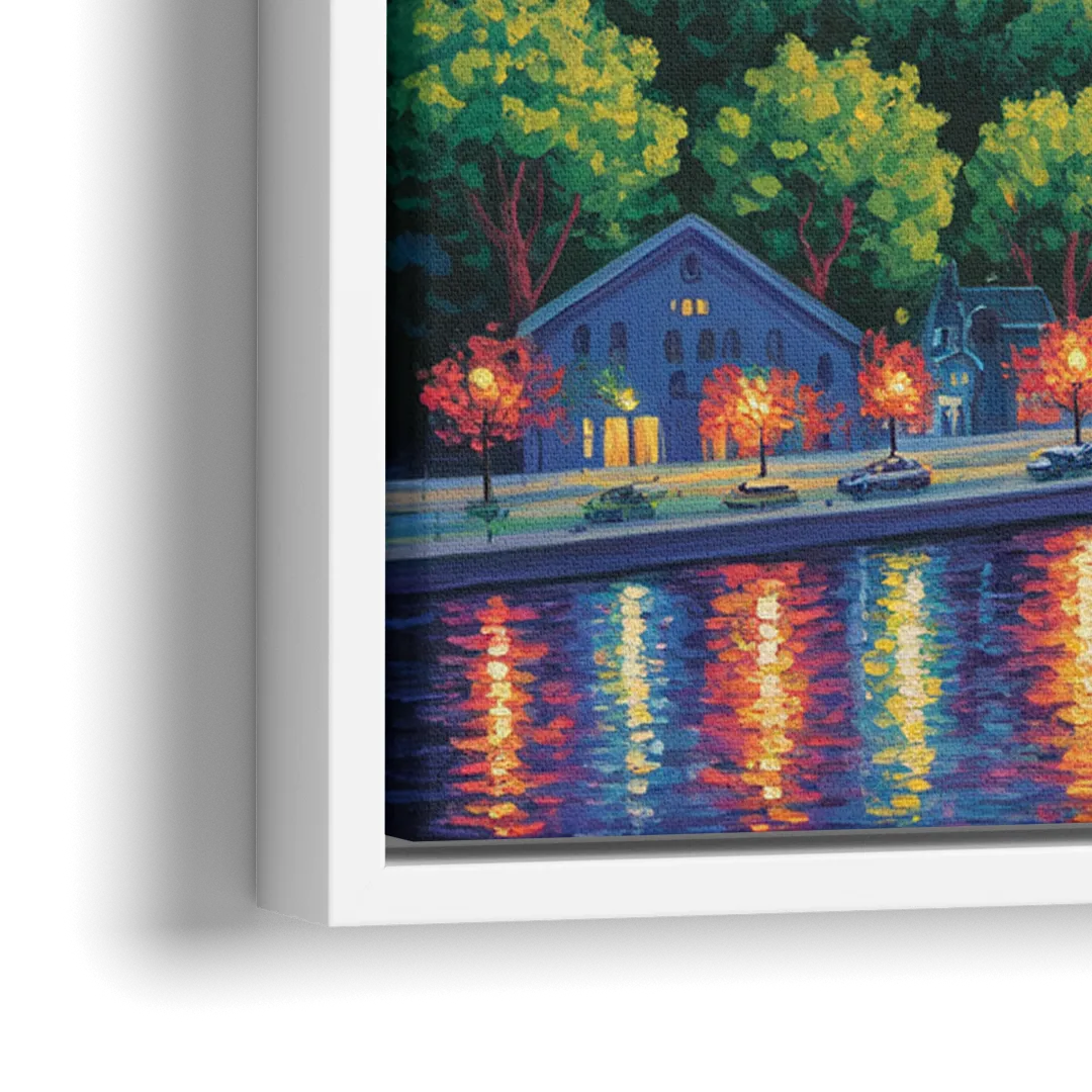 Quebec City Cityscape - Close-Up White Frame Canvas