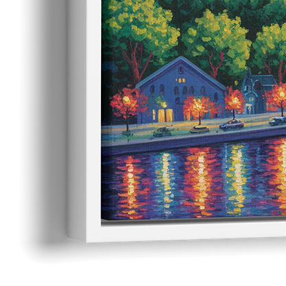 Quebec City Cityscape - Close-Up White Frame Canvas