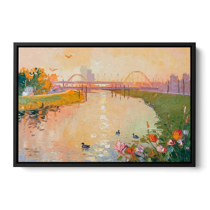 Jacksonville Riverside Scenery - Black Frame Canvas