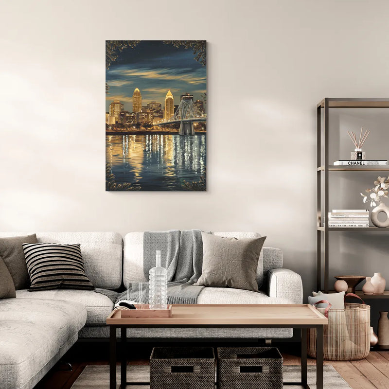 Louisville Downtown Skyline - Canvas Wall Art Living Room