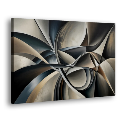 Intertwined Elegance Black and Grey Abstract - Canvas Print Art Sides