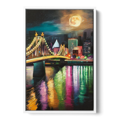 Memphis Vibrant Nightlife - White Frame Canvas