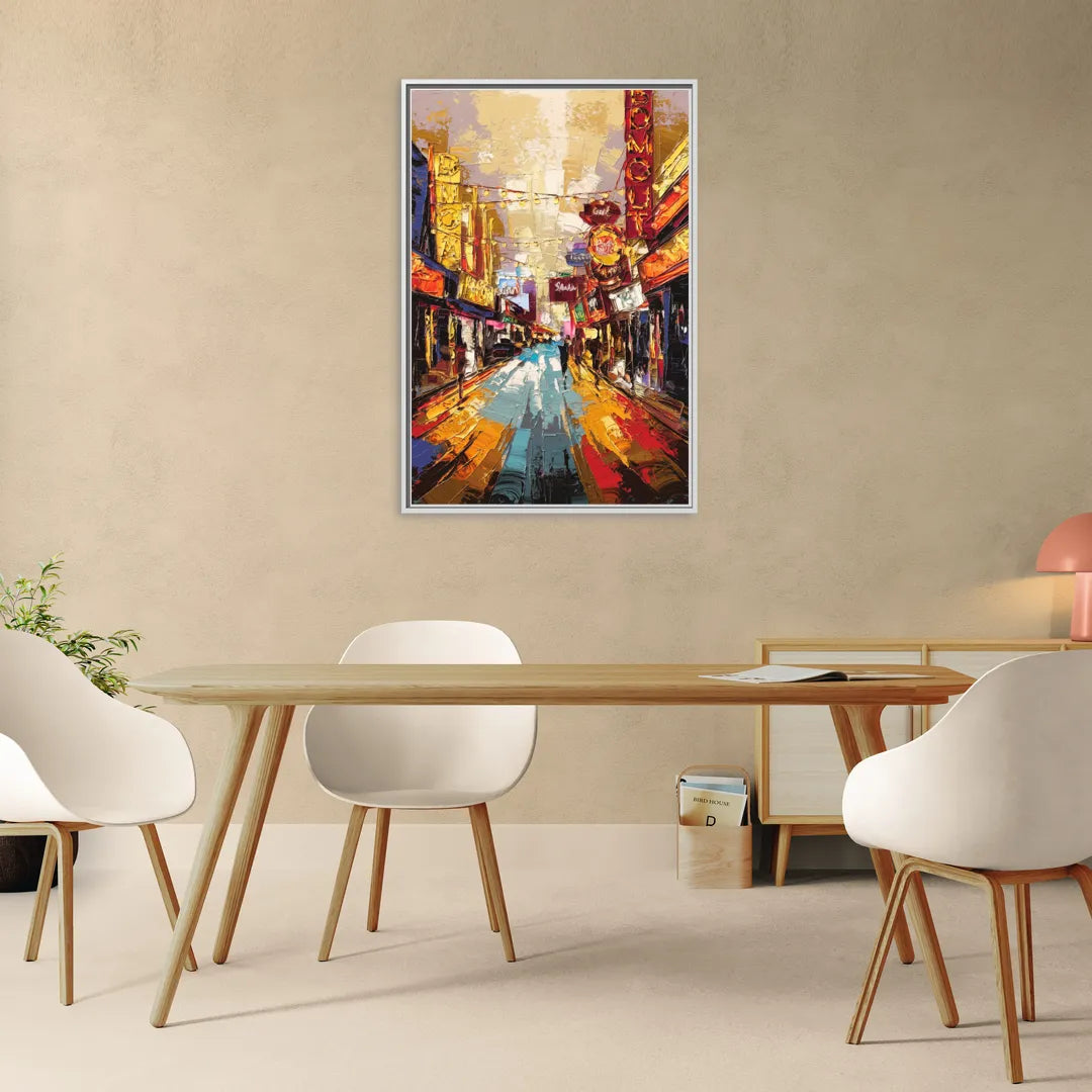Las Vegas Fremont Street - Living Room White Frame Canvas