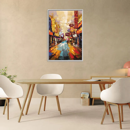 Las Vegas Fremont Street - Living Room White Frame Canvas
