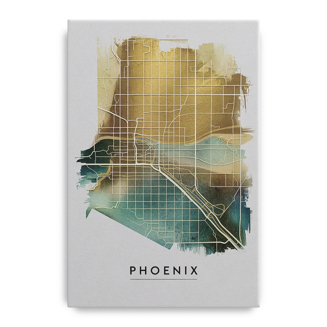 Phoenix Arizona Map Design - Canvas Wall Art