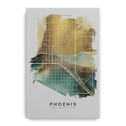 Phoenix Arizona Map Design - Canvas Wall Art