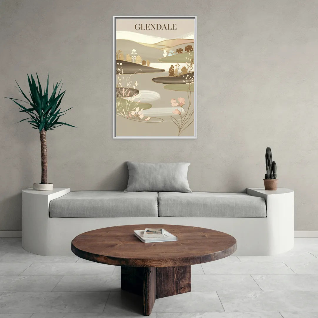 Glendale Rustic Elegance - Living Room White Frame Canvas
