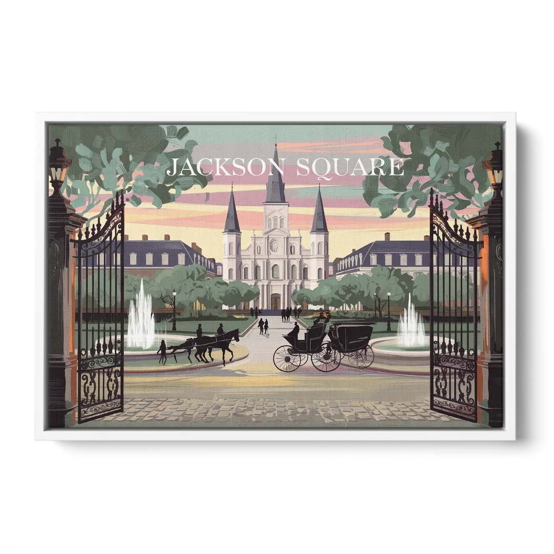 New Orleans Jackson Square - White Frame Canvas
