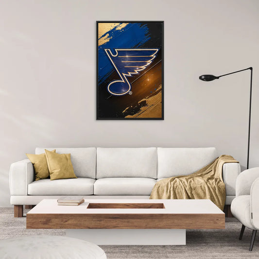 St. Louis Blues Hockey Theme - Living Room Black Frame Canvas