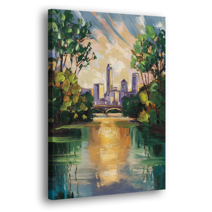 Austin Lady Bird Lake Scene - Canvas Print Art Sides