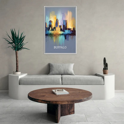 Buffalo Architectural Charm - Living Room White Frame Canvas