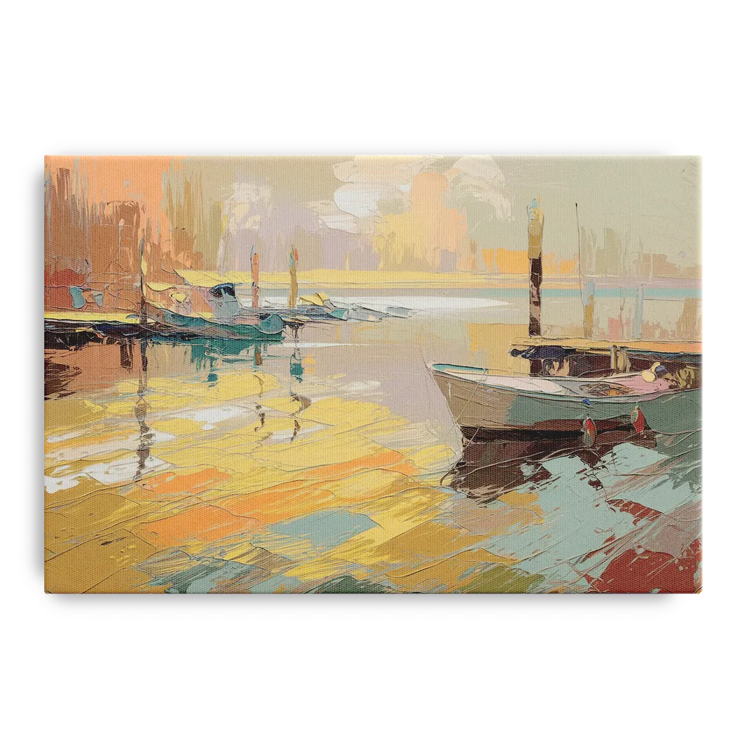 Seaside Harbor Reflections - Canvas Wall Art