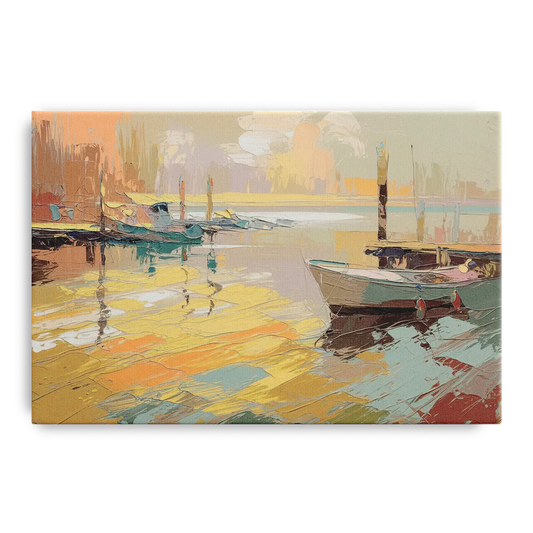 Seaside Harbor Reflections - Canvas Wall Art