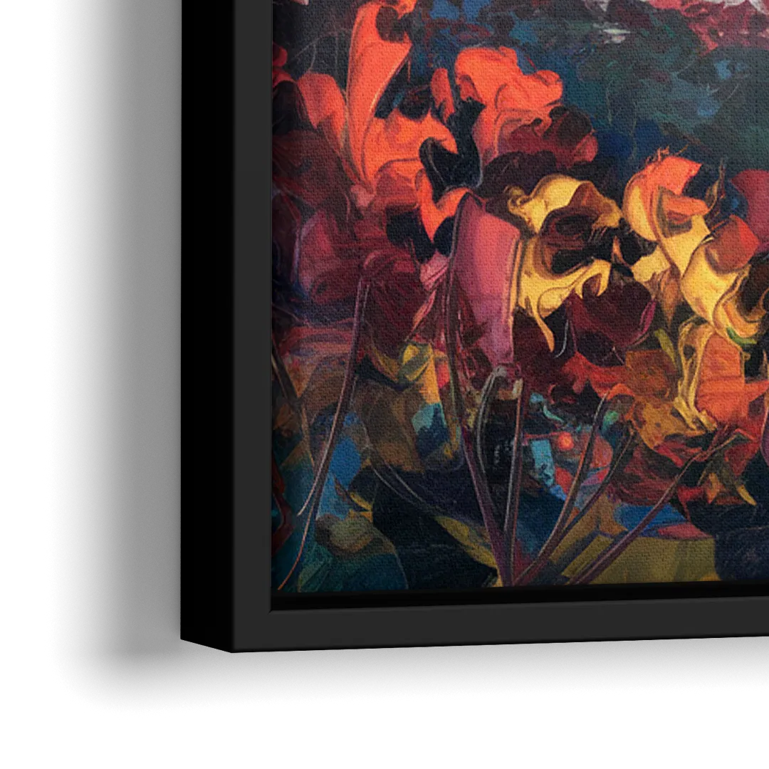 Knoxville Smoky Mountains Scene - Close-Up Black Frame Canvas