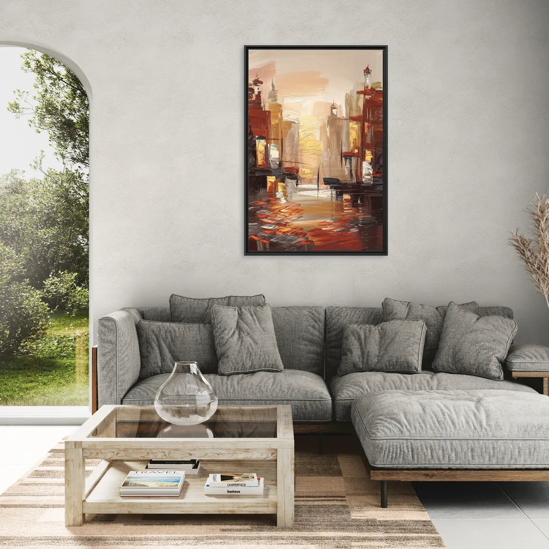 Corona Serene Landscape - Living Room Black Frame Canvas
