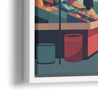 Jean Talon Market - Close-Up White Frame Canvas
