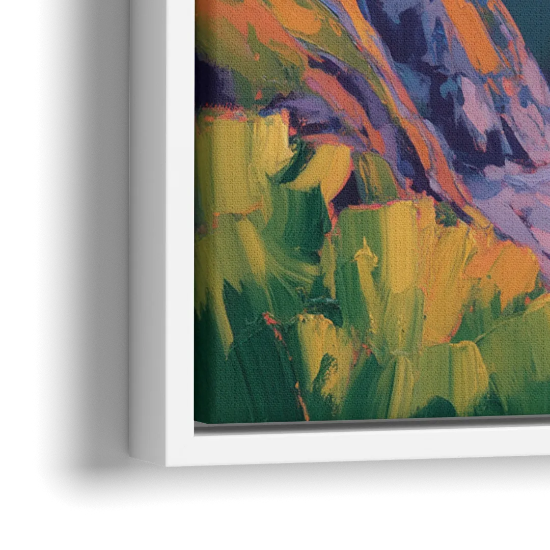 Sunset Over Cape Breton - Close-Up White Frame Canvas