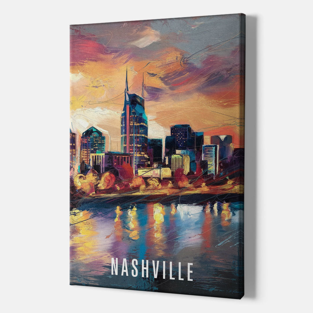 Nashville Artistic Skyline - Canvas Wall Art Indoor