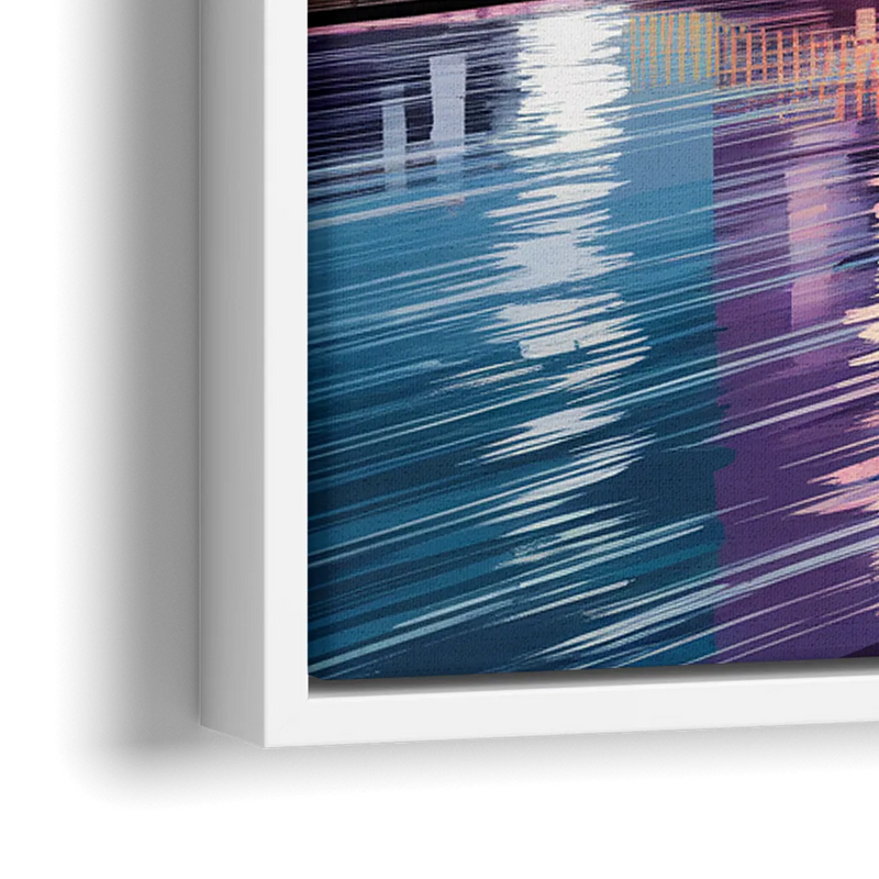 Pittsburgh Skyline Reflection - Close-Up White Frame Canvas