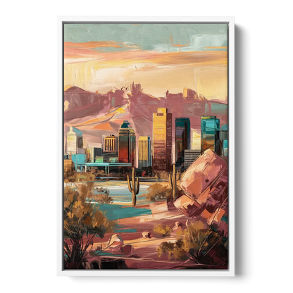 Mesa City Skyline - White Frame Canvas