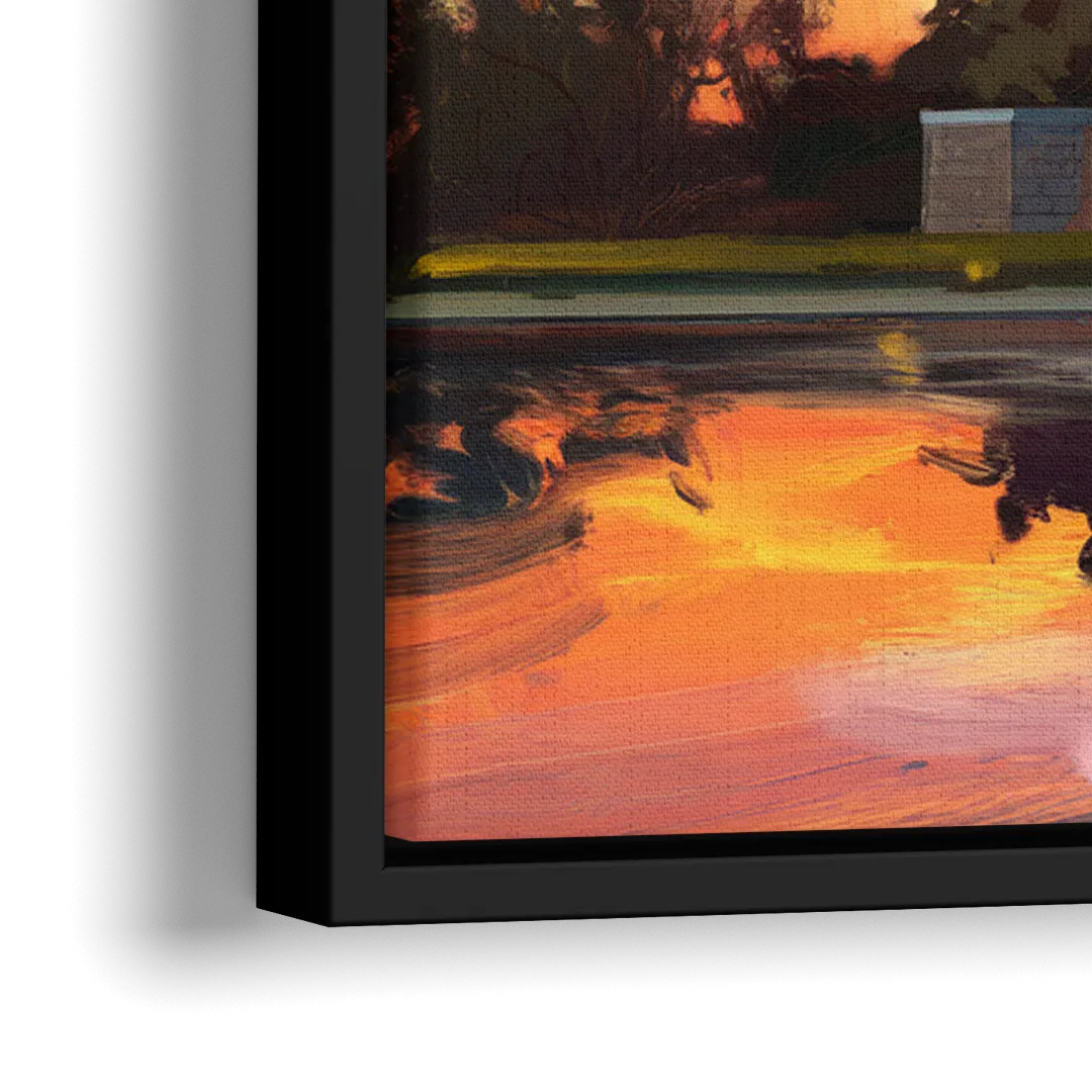 Lincoln Memorial Sunset - Close-Up Black Frame Canvas