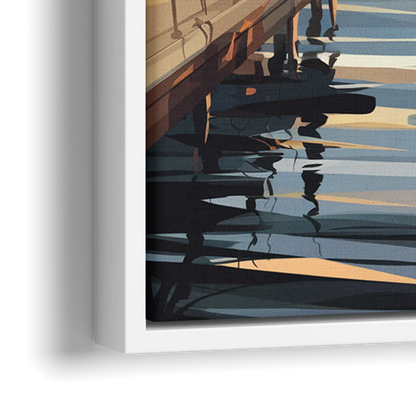 Long Beach Harbor and Sailboats - Close-Up White Frame Canvas