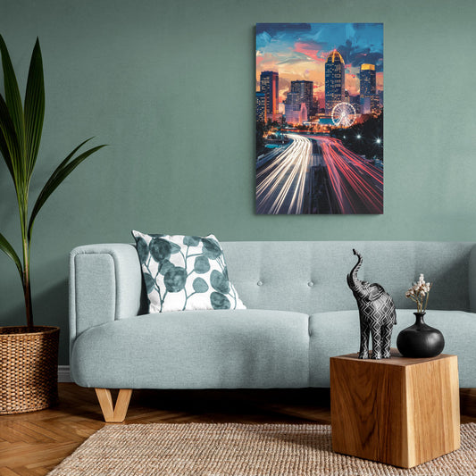 Atlanta Downtown Landmarks - Canvas Wall Art Living Room