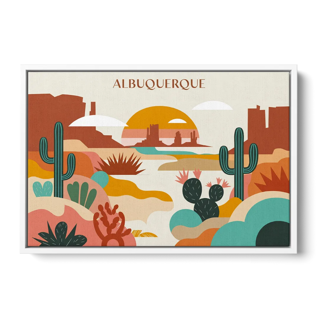Albuquerque Southwest Colors - White Frame Canvas