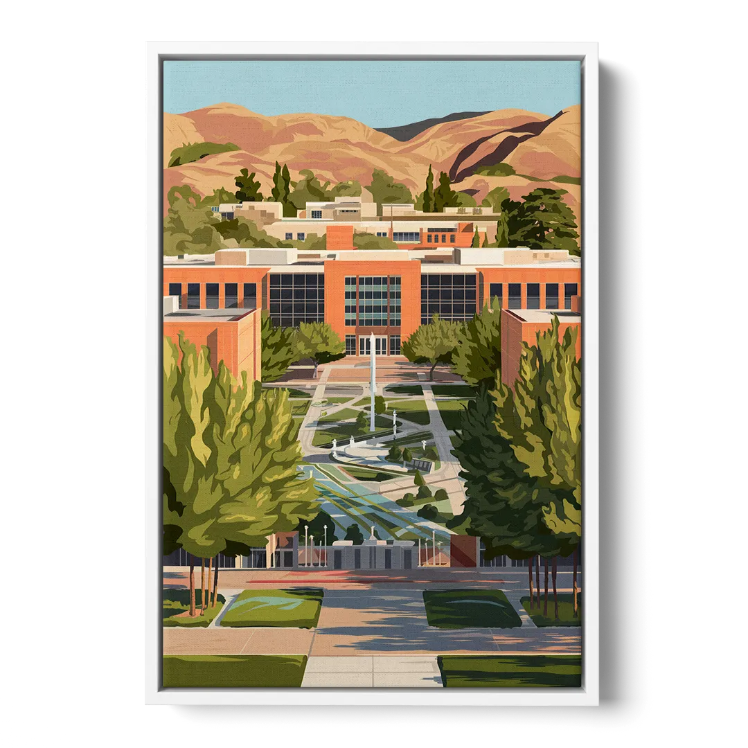 Fresno State Campus Vibes - White Frame Canvas