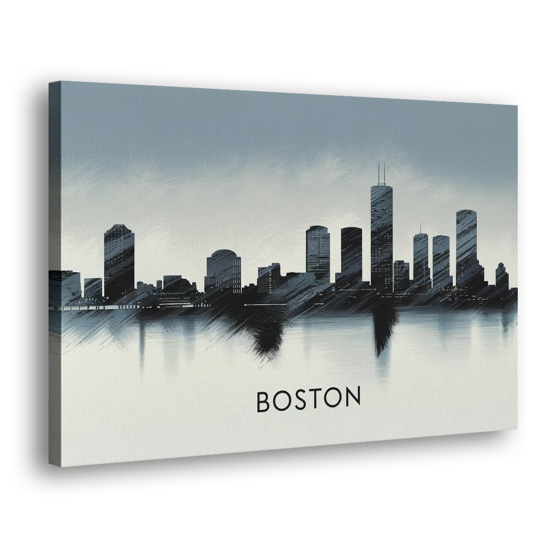 Boston Skyline In Fog - Canvas Print Art Sides