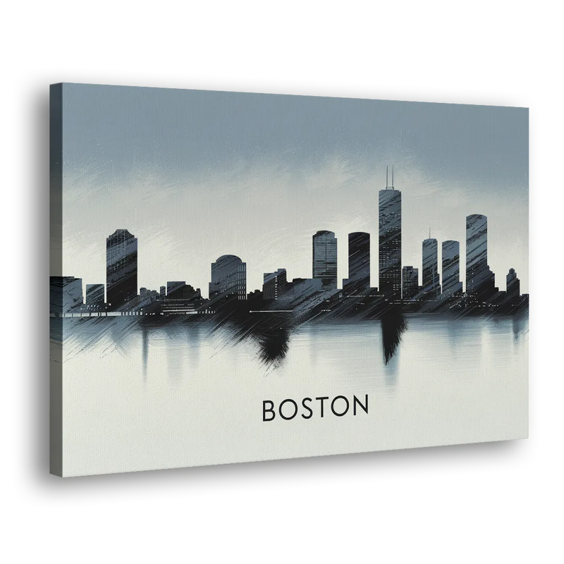 Boston Skyline In Fog - Canvas Print Art Sides