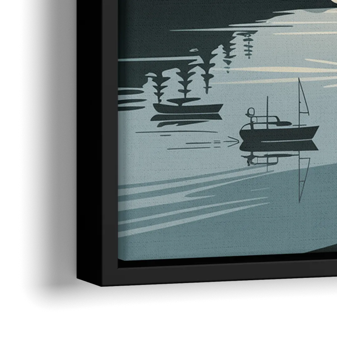 Vancouver Downtown Skyline - Close-Up Black Frame Canvas