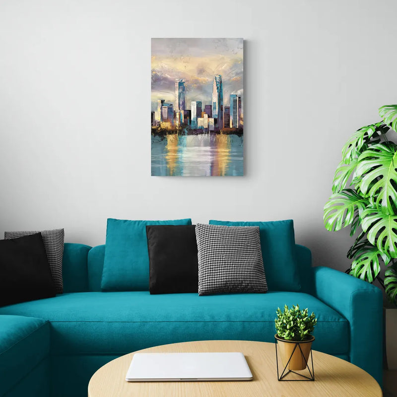 Charlotte Uptown Skyline - Canvas Wall Art Living Room