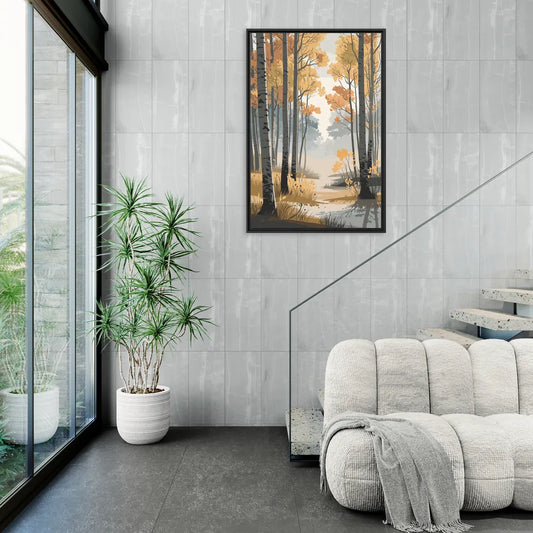 Aspen Tranquil Woodland - Living Room Black Frame Canvas