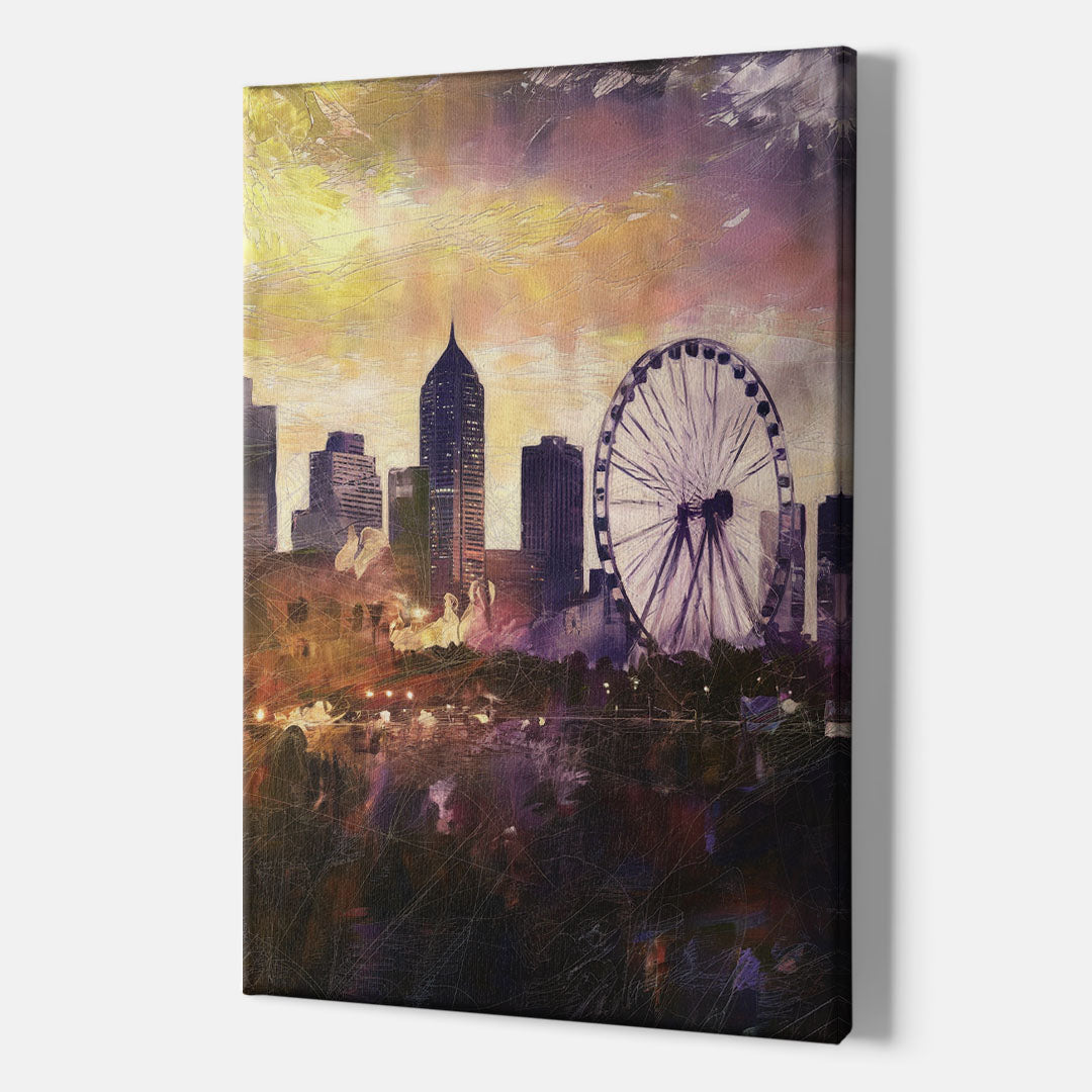 Atlanta Skyline with Ferris Wheel - Canvas Wall Art Indoor