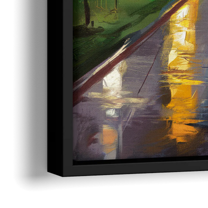 Wichita Downtown Lights - Close-Up Black Frame Canvas