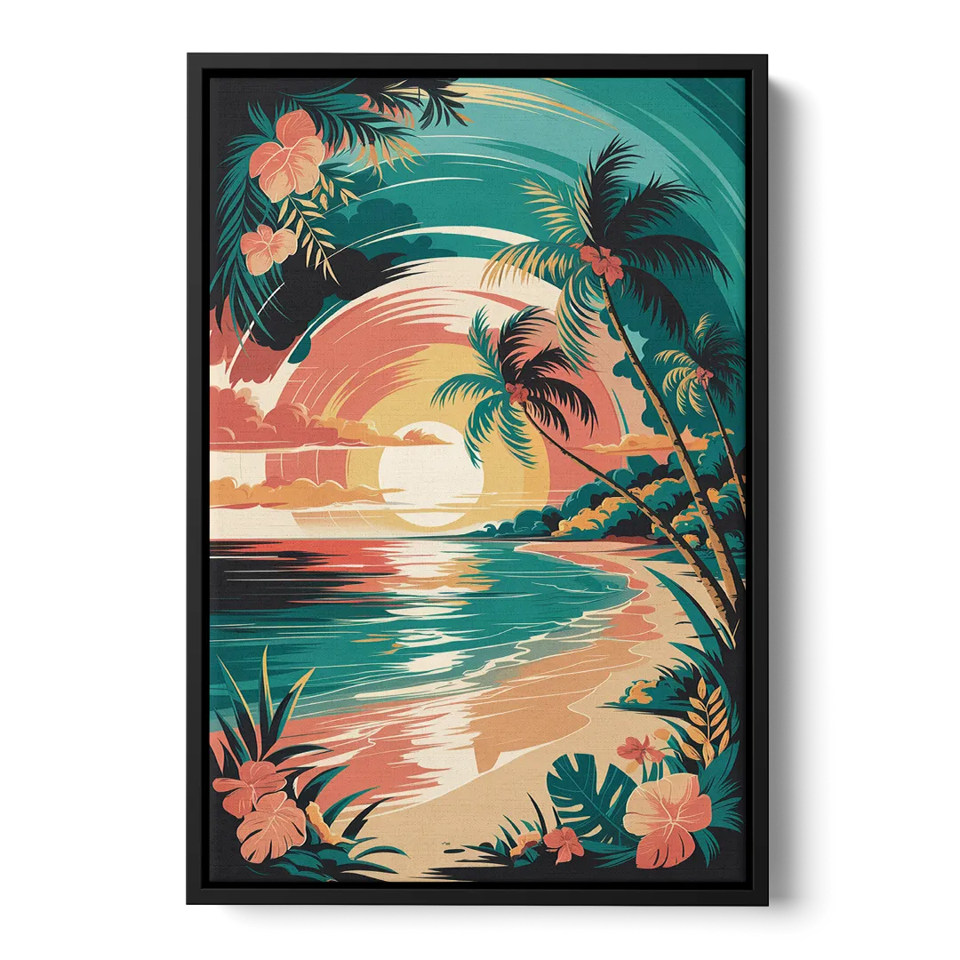 Naples Tropical Paradise - Black Frame Canvas