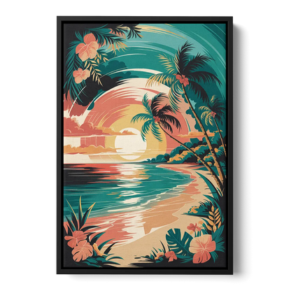 Naples Tropical Paradise - Black Frame Canvas
