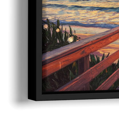 Cape May Sunset Pier - Close-Up Black Frame Canvas