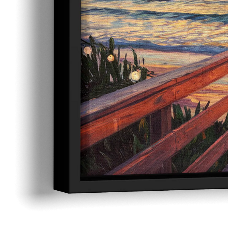 Cape May Sunset Pier - Close-Up Black Frame Canvas